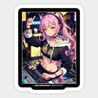 Japanese Kawaii Anime Girl Streetwear - DJ Sticker